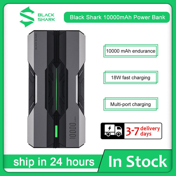 Black Shark Eco-System 10000mAh 18W Quick Charge Power Bank With Three USB Output for iPhone for Xiaomi Portable Charger